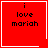 Red square icon with black text 'i love mariah' and white border; four variations show different corner symbols in the bottom-right corner.