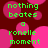 Green pixelated text reads "nothing beates a ronelle moment" over pink circular shapes on dark red background.