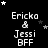Black background with white text 'Ericka & Jessi BFF' repeated in a , surrounded by small stars that change position across frames
