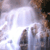 A pixelated image shows a bright white light source with two dark vertical shapes below it against a gradient background.