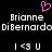 Pixelated text displays 'Brianna DiBernardo' with a pink heart symbol above, repeated twice side-by-side on black background.