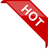 Red diagonal banner with white pixelated text reading 'HOT' on a gray background.