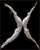 Animated silver X-shaped icon with four arms, transitioning from black background to white background.