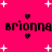 Pixelated text "brionna brionna" and "brionna : brionna" on bright pink background with white stars and dark pink hearts.