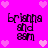 A static image with a bright pink background featuring four identical text blocks and scattered light pink heart shapes.