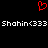 Red pixelated heart symbol above repeated white text reading 'Shahin<333' on black background.