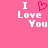 Pixelated pink background with white text "I Love You" and a red heart symbol replacing the word "Love" in one version.