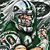 Pixelated static icon of a green cartoon character with brown facial features and silver accents, set against a gray background.