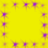 A static image with a bright yellow background and scattered purple starburst shapes of varying sizes.