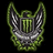 Green and silver pixelated emblem with wings, surrounded by green foliage, on black background with green text reading 'unleash the beast!' in four separate words.