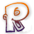 Two side-by-side animated frames of a stylized letter R icon with orange and purple gradient outlines, white fill, and small circular details inside the R's loop.