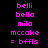Two identical vertical of pink pixelated text on a black background, each containing six lines with repeated names and symbols