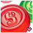 Animated red spiral candy with green leafy background and heart icon changing from pink to white.