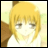 Two side-by-side animated frames of a pixelated anime-style character with blonde hair and closed eyes, wearing a white top against a light background.