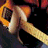 A 48x48 pixel buddy icon featuring a close-up of a person playing an orange electric guitar with visible hand and neck details, paired with stylized text reading "guitar equals love" on the right side against a black background.