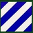 Static square icon with diagonal blue stripes on a white background, bordered by dark green edges.