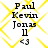 Yellow diamond lattice background with black text reading Paul Kevin Jonas 11 <3 in four identical quadrants.