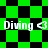 Green and black checkered background with repeated 'Diving' text and heart symbols in white pixelated font.