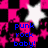 Pixelated icon with pink and black checkered background, white star graphic, and blue text reading 'punk rock baby!' in three lines.