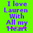 Green background with purple text reading "I love Lauren With All my Heart" and pink heart symbols on the bottom