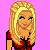 Pixel art animation featuring two blonde characters in red outfits against a pink background with white text reading "I wanna be your chick I wanna be down for you".