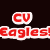 Red and white text on dark background reads 'CV Eagles GO! FIGHT WIN!!!' with pixelated edges.