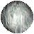 A circular icon with a textured gray background shows a black silhouette of a witch on a broomstick moving across the frame from left to right.