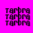 Pixelated text 'TARORA' repeated three times vertically on a bright pink background with white horizontal bars appearing in different positions across frames.