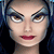 six pixelated character faces with blue hair and red lips, showing subtle expression changes