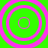 Four pink concentric circles on a bright green background arranged in a pattern