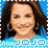 A woman with brown hair and blue earrings wears a light blue top against a solid blue background, displayed in four -aligned
