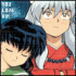 Pixelated anime-style icon featuring two characters in red and white clothing, with one character's head position changing across frames.
