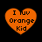 Four orange heart-shaped icons with black text reading "I luv Orange Kid" on a black background, arranged in two of two