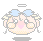 Pixelated angel icon with light blue hair, pink cheeks, and glasses showing four distinct facial expressions across frames.