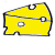 A 6-frame animated contact sheet of a yellow cheese wedge icon with pixelated edges and three holes, showing subtle frame-to-frame variations in hole positions and outline shapes.