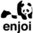 Pixelated panda icon with green text "Enjoy Rocks" above and black lowercase "enjoi enjoi" below, displayed in two side-by-side frames.