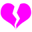 Two bright pink broken heart shapes side-by-side on white background, each with jagged split edge.