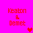 Red pixelated text 'Keaton & Demet' on bright pink background with red heart symbols in different positions across frames.