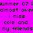 Pixelated text on a bright pink background with green highlighted sections, showing repeated phrases about missing people and a summer 07 theme.