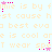 Pixelated text repeats across a light blue background with pink star-shaped icons appearing and disappearing in sequence.