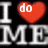 Pixelated text and red hearts on black background with gray rectangle overlay, showing 'I do I you' above 'ME ME' and 'give me?' below.