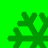 Four green snowflake icons on a bright green background, each with distinct branching patterns and pixelated edges.