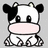 Pixelated cow icon with black-and-white patches, pink nose, and red text overlays reading "It's a cow!!!" in some frames.
