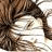 Pixelated static image of a character's face with brown hair and closed eyes, rendered in low-resolution 256x256 pixels.