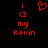 Red pixelated text and symbols on black background: 'i', '<3', 'my', 'Kevin' with a heart symbol above 'i' in the first frame, heart absent in the second frame.