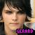 identical portrait images with a single animated element: the heart symbol below 'GERARD' text changes from empty to filled