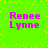 Bright green background with scattered yellow squares; four identical pink text blocks reading 'Renee Lynne' in pixelated font arranged in a