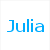 Six variations of the name "Julia" displayed in blue text on white backgrounds, with differing letter case and styling across positions