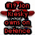 #79 Jon Kresky owns on Defence, red pixelated text over a blurred figure with wings.