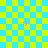 alternating cyan and lime green squares with four pink curved shapes and two light green overlays